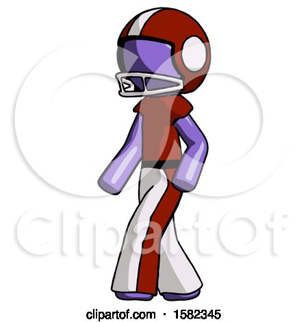 Purple Football Player Man Man Walking Turned Left Front View by Leo Blanchette