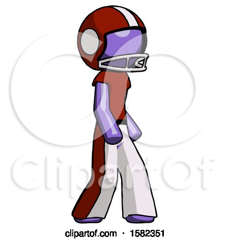 Purple Football Player Man Walking Turned Right Front View by Leo Blanchette