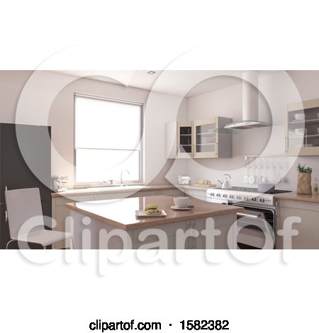 Clipart of a 3d Kitchen Interior - Royalty Free Illustration by KJ Pargeter