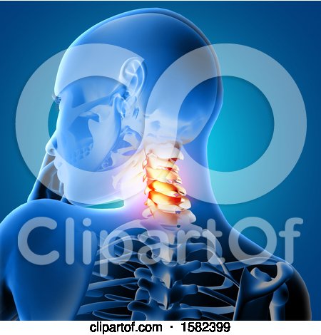 Clipart of a 3d Xray Woman with Highlighted Neck Bones - Royalty Free Illustration by KJ Pargeter
