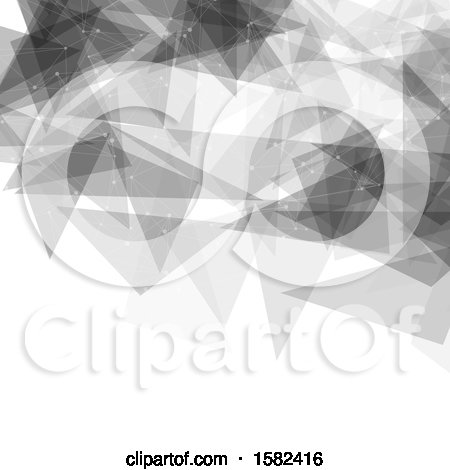 Clipart of a Grayscale Connections and Geometric Background - Royalty Free Vector Illustration by KJ Pargeter