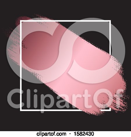 Clipart of a Metallic Pink Paint Stroke Through a White Frame on Black - Royalty Free Vector Illustration by KJ Pargeter