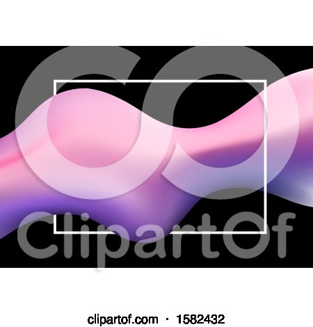 Clipart of a Pink and Purple Wave over a Frame on Black - Royalty Free Vector Illustration by KJ Pargeter