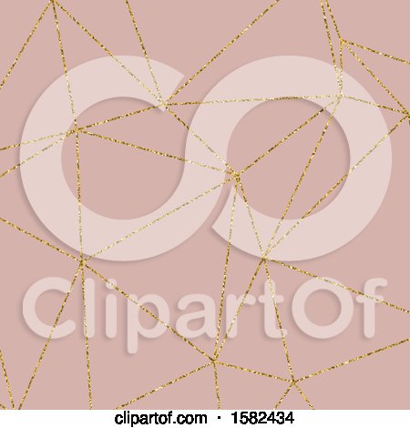 Clipart of a Pink Background with Gold Geometric Glitter Lines - Royalty Free Vector Illustration by KJ Pargeter