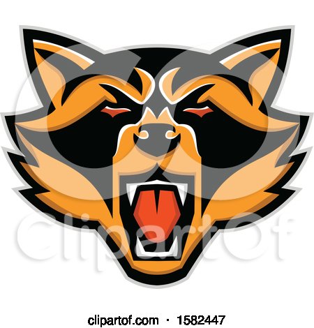 Clipart of a Tough Racoon Mascot Face - Royalty Free Vector Illustration by patrimonio
