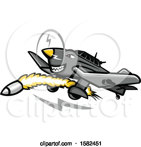Clipart of a Junkers Ju 87 Stuka German Dive Bomber Plane Mascot - Royalty Free Vector Illustration by patrimonio