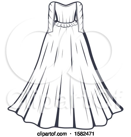 Clipart of a Vintage Wedding Gown Design - Royalty Free Vector Illustration by Vector Tradition SM