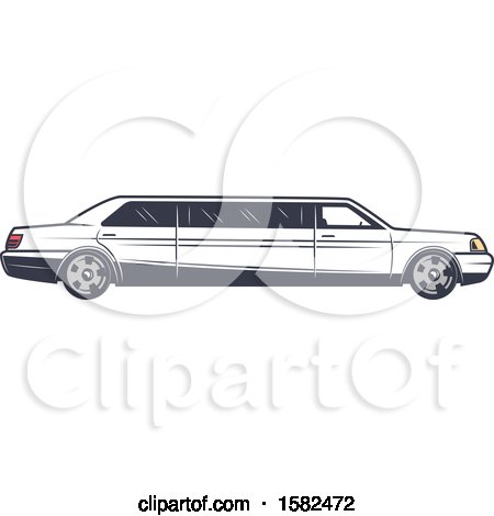 Clipart of a Retro Wedding Limo - Royalty Free Vector Illustration by Vector Tradition SM