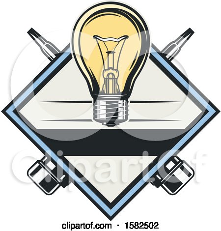 Clipart of a Diamond with a Lightbulb and Pliers - Royalty Free Vector Illustration by Vector Tradition SM