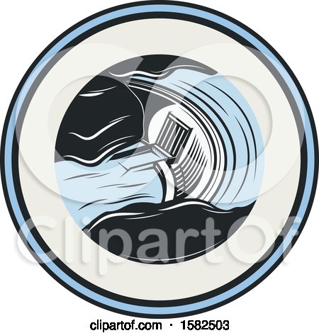 Clipart of a Retro Hydroelectric Dam - Royalty Free Vector Illustration by Vector Tradition SM