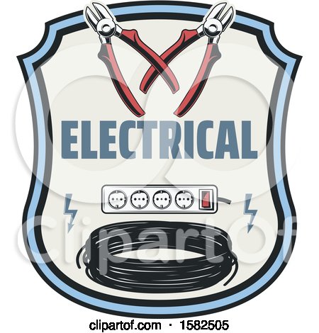 Clipart of a Shield with Electrical Equipment - Royalty Free Vector Illustration by Vector Tradition SM