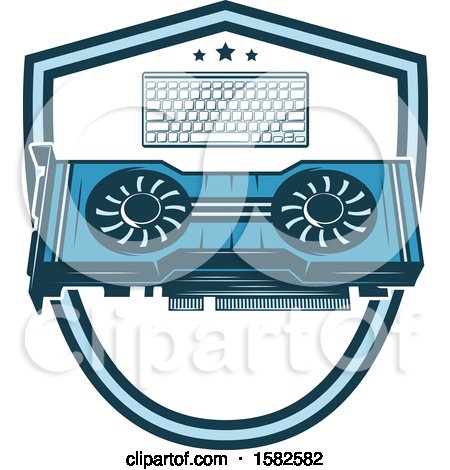 Clipart of a Computer Keyboard and Cooling Fans - Royalty Free Vector Illustration by Vector Tradition SM