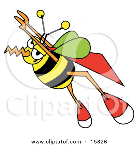Super Honeybee With A Cape, Flying Upwards Clipart Illustration by Andy Nortnik