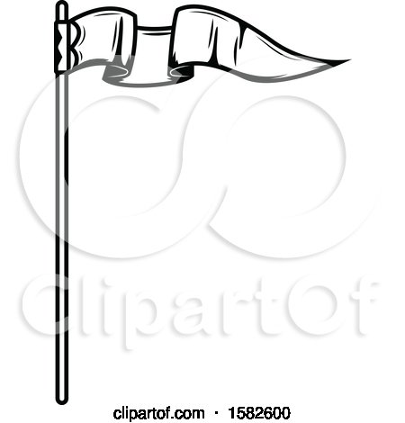 Clipart of a Black and White Pennant Flag - Royalty Free Vector Illustration by Vector Tradition SM