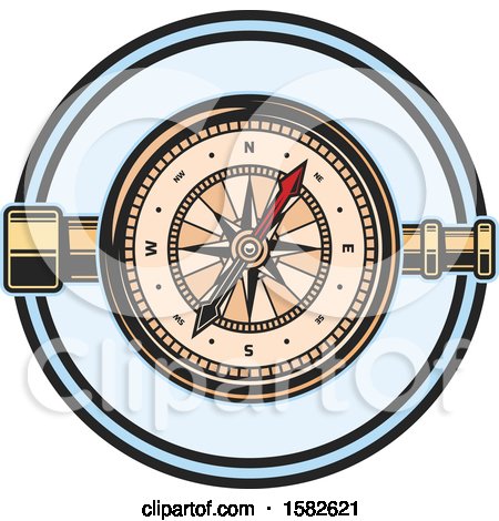 Clipart of a Telescope and Compass - Royalty Free Vector Illustration by Vector Tradition SM