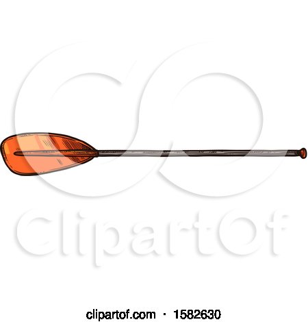 Clipart of a Sketched Boat Paddle Oar - Royalty Free Vector Illustration by Vector Tradition SM