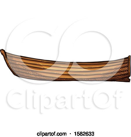 Clipart of a Sketched Wood Boat - Royalty Free Vector Illustration by Vector Tradition SM