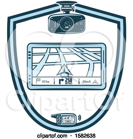 Clipart of a Gps Navigation Shield - Royalty Free Vector Illustration by Vector Tradition SM