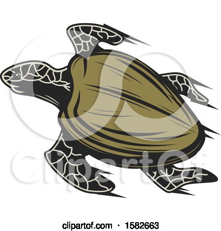 Clipart of a Sea Turtle with Speed Trails - Royalty Free Vector Illustration by Vector Tradition SM