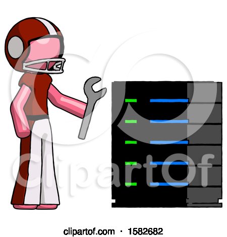 Pink Football Player Man Server Administrator Doing Repairs by Leo Blanchette
