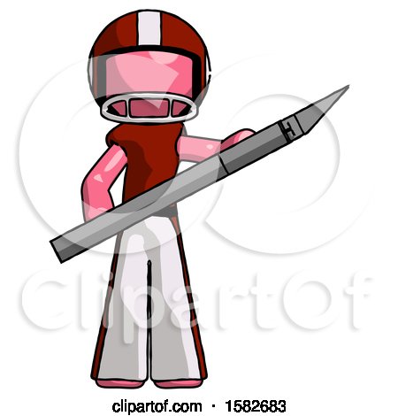 Pink Football Player Man Holding Large Scalpel by Leo Blanchette
