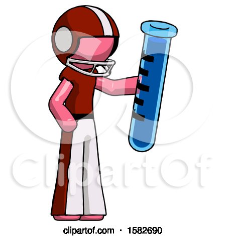Pink Football Player Man Holding Large Test Tube by Leo Blanchette