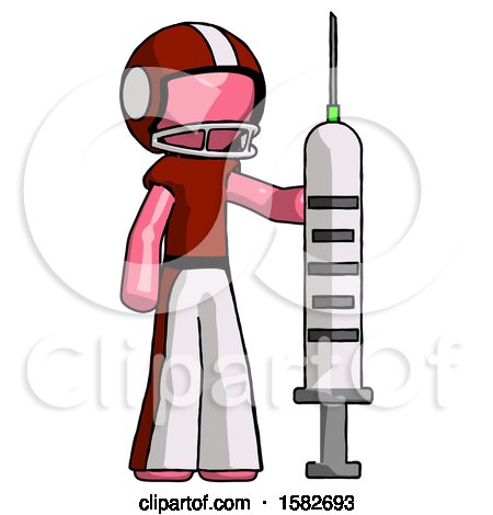 Pink Football Player Man Holding Large Syringe by Leo Blanchette