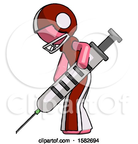 Pink Football Player Man Using Syringe Giving Injection by Leo Blanchette