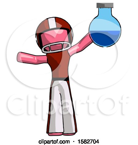 Pink Football Player Man Holding Large Round Flask or Beaker by Leo Blanchette