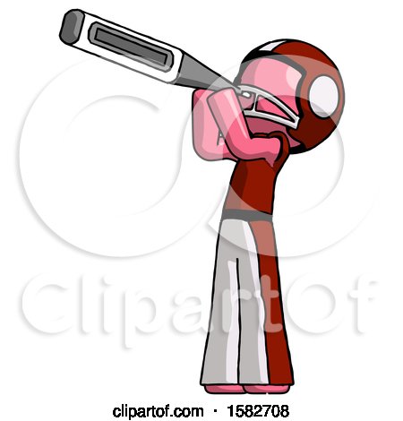 Pink Football Player Man Thermometer in Mouth by Leo Blanchette