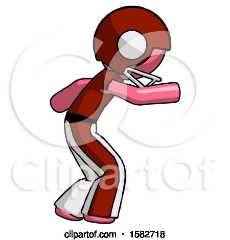 Pink Football Player Man Sneaking While Reaching for Something by Leo Blanchette
