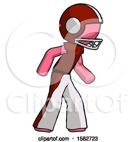 Pink Football Player Man Suspense Action Pose Facing Right by Leo Blanchette