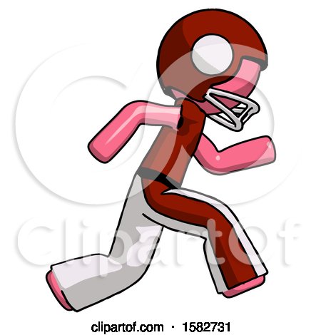 Pink Football Player Man Running Fast Right by Leo Blanchette