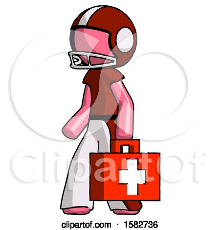 Pink Football Player Man Walking with Medical Aid Briefcase to Left by Leo Blanchette