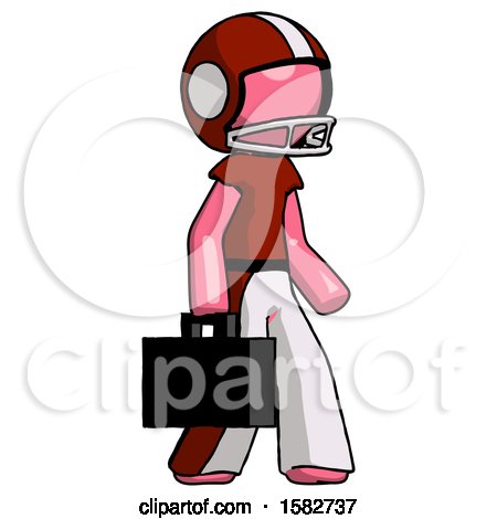 Pink Football Player Man Walking with Briefcase to the Right by Leo Blanchette