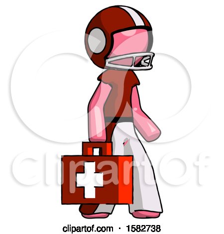 Pink Football Player Man Walking with Medical Aid Briefcase to Right by Leo Blanchette
