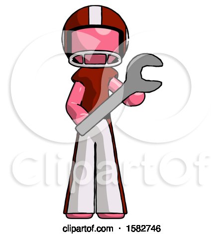 Pink Football Player Man Holding Large Wrench with Both Hands by Leo Blanchette