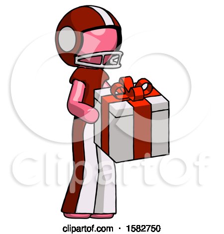 Pink Football Player Man Giving a Present by Leo Blanchette