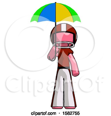 Pink Football Player Man Holding Umbrella Rainbow Colored by Leo Blanchette