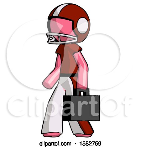 Pink Football Player Man Walking with Briefcase to the Left by Leo Blanchette