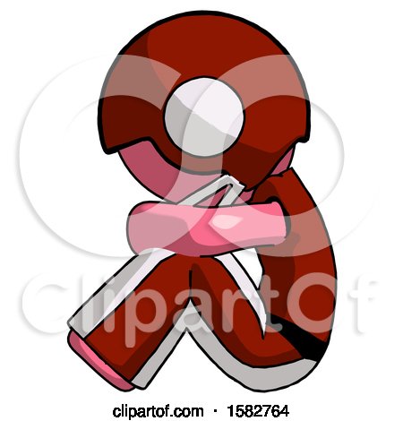 Pink Football Player Man Sitting with Head down Facing Sideways Left by Leo Blanchette