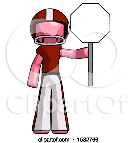 Pink Football Player Man Holding Stop Sign by Leo Blanchette