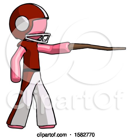Pink Football Player Man Pointing with Hiking Stick by Leo Blanchette