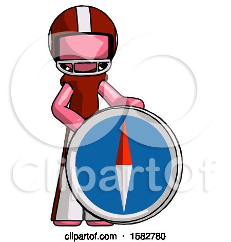 Pink Football Player Man Standing Beside Large Compass by Leo Blanchette