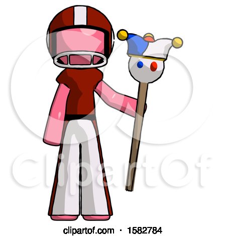 Pink Football Player Man Holding Jester Staff by Leo Blanchette