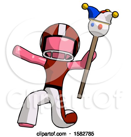 Pink Football Player Man Holding Jester Staff Posing Charismatically by Leo Blanchette