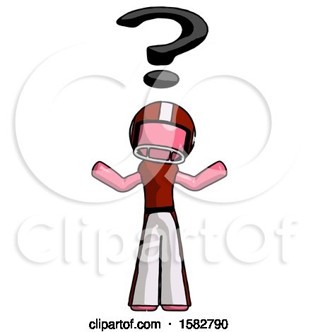 Pink Football Player Man with Question Mark Above Head, Confused by Leo Blanchette