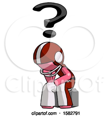 Pink Football Player Man Thinker Question Mark Concept by Leo Blanchette
