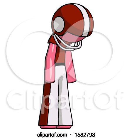 Pink Football Player Man Depressed with Head down Turned Right by Leo Blanchette