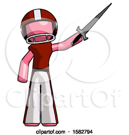 Pink Football Player Man Holding Sword in the Air Victoriously by Leo Blanchette
